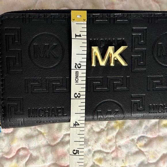 Michael Kors Black Embossed Wallet with Gold MK Logo - Picture 4 of 4